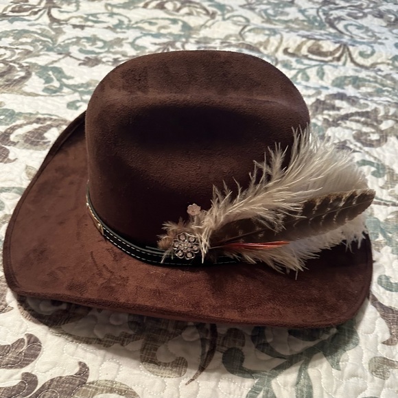 Brown Western Hat with Feather Accent - Picture 2 of 8